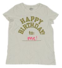 Bílé narozeninové tričko se zlatými nápisy OshKosh