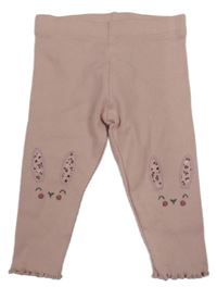 Svetloružové rebrované legíny so zajačikmi F&F