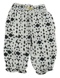 Bielo-čierno-zlaté vzorované paper bag ľahké nohavice s mašlou Kitchoun