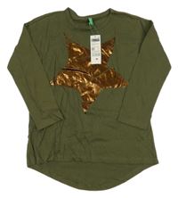 Nové - tmavokhaki triko s hvězdou Benetton