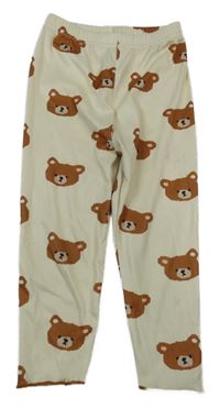 Smotanové rebrované legíny s medvedíkmi Shein