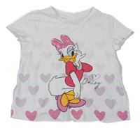 Biele srdiečkované tričko s Daisy Disney