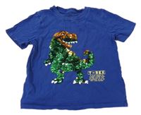 Safírové tričko s dinosaurem z překlápěcích flitrů H&M