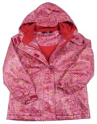 Ružová bodkovaná nepromokavá prechodná bunda s kapucňou Tchibo