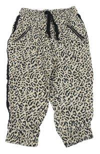 Béžové lehké kalhoty s leopardím vzorem Lindex 