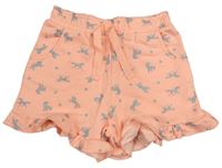 Neonově oranžové teplákové kraťasy s jednorožci Matalan