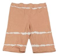 Starorůžovo-biele batikované rebrované elastické kraťasy Primark