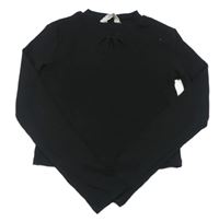 Čierne rebrované crop tričko s prestrihmi zn. H&M