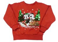 Červená mikina s Minnie s Mickeym a překlápěcími flitre George