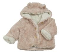 Růžová chlupatá zateplená propínací mikina s kapucí Matalan