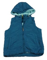 Petrolejová šušťáková zateplená vesta s kapucňou zn. Alive