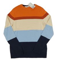 Nové - Oranžovo-béžovo-modrý svetr H&M