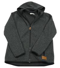 Tmavošedá melírovaná pletená propínací mikina s kapucí H&M