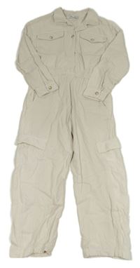 Světlebéžový manšestrový kalhotový cargo overal Zara