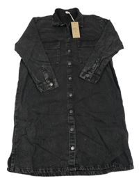 Nové - Čierne rifľové prepínaci košeľové šaty Next