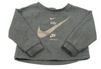 Tmavošedá melírovaná oversize mikina s logy Nike