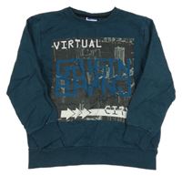 Tmavozelená mikina s mrakodrapy Yigga