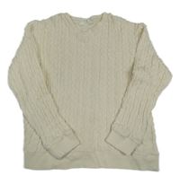 Krémový sveter s copánkovým vzorom H&M