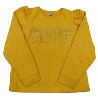 Horčicová mikina s nápisem z kamínků Matalan