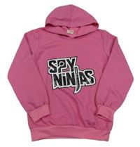 Tmavoružová mikina s nápisom a kapucňou