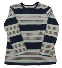 Světlezeleno-tmavomodro-vínové pruhované triko Rebel