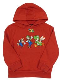 Červená mikina s Mariem a kapucí Primark