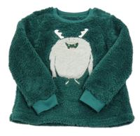 Tmavozelená chlpatá mikina s príšerkou Lily & Dan