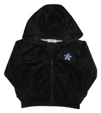 Čierna trblietavá plyšová prepínaci mikina s hvězdou z flitrů a kapucňou Primark