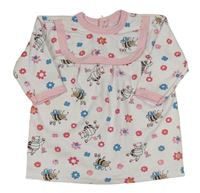 Bílá květovaná tunika s beruškami a slintákem