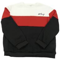 Bielo-červeno-čierna mikina s nápisom Shein