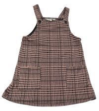 Ružovo-čierne kockované šaty E-vie