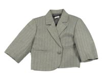 Šedé melírované pruhované slavnostní sako