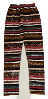 Hnedo-farebné pruhované plyšové legíny