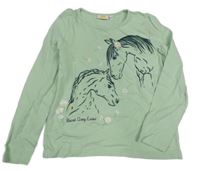 Zelenkavé triko s koňmi Kids