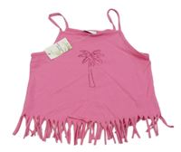 Nové - Ružový crop top s palmou a strapcemi Matalan