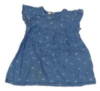 Modré skvrnité plátěné šaty riflového vzhledu Chicco