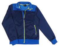 Tmavomodro-modrá sportovní propínací mikina s potiskem H&M