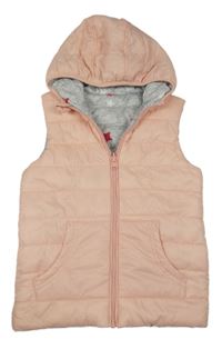 Ružová prešívaná šušťáková zateplená obojstranná vesta s kapucňou C&A