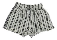 Smetanovo-čierne pruhované kraťasy H&M