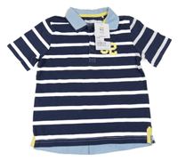 Nové - Tmavomodro-bílé pruhované polo tričko s číslem Topolino