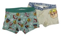 2x boxerky s Tlapkovou patrolou - světlezelené + smetanové H&M