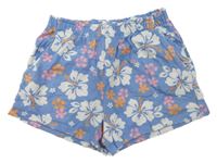 Modré kvetované bavlnené kraťasy H&M