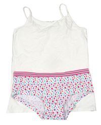 2set - Smetanová košilka + bílé puntíkaté kalhotky