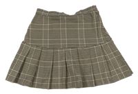 Hnedo-čierna kockovaná skladaná sukňa H&M