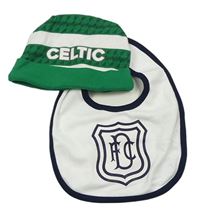 2 set - Zeleno-bílá čepice s nápisem Celtic + bílo-tmavomodrý bryndák