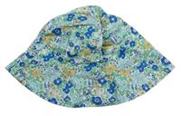 Zeleno-modrý květovaný plátěný klobouk Next