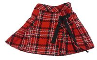 Červeno-čierna kockovaná vlnená sukňa Matalan