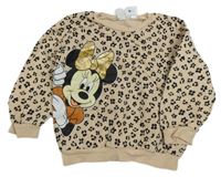 Béžovo-čierna vzorovaná mikina s Minnie Disney