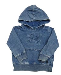 Modrá mikina riflového vzhledu s kapucňou Pocopiano