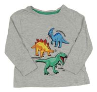 Šedé melírované triko s dinosaury Primark